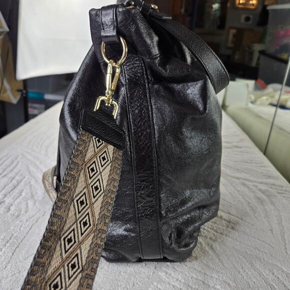 Cole Haan Stagedoor Studio hobo tote leather drawstring bag large black - Picture 3 of 17